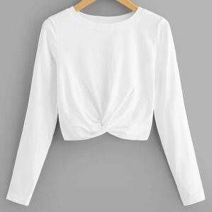 White long sleeve crop top